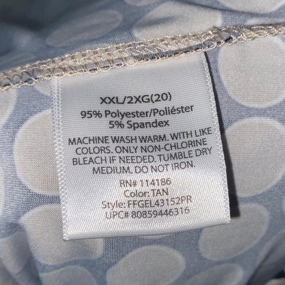 George Size XXL (20) Tan Circles Outlined in White on a Black Blouse - Picture 3 of 15